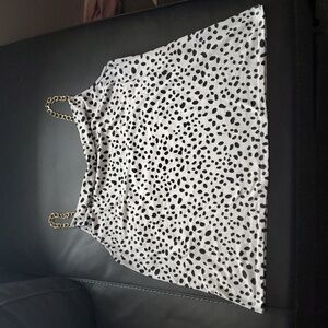 FREE KISSES Y2K Animal Print tank top with Chain Shoulder Straps 1X Black White